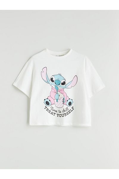 LC Waikiki Crew Neck Stitch Printed Girl's T-Shirt