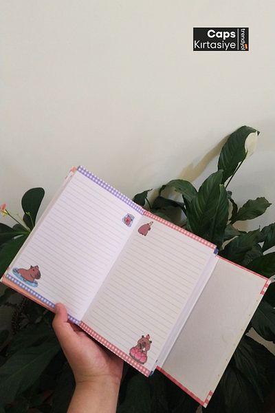 caps anlarınızı paylaştığınız ortağınız 1 Piece Capybara Themed Double Sided Cover Magnet Lock 160 Page Notebook