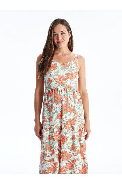 LC Waikiki U Neck Floral Straps Maternity Dress