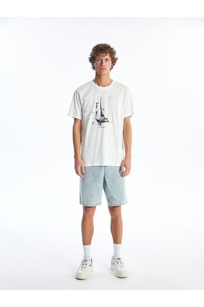 LC Waikiki Kurzärmliges, bedrucktes Herren-T-Shirt mit Rundhalsausschnitt