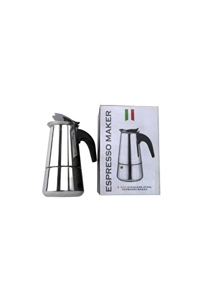 AzHome Cafetieră manuală pentru aragaz, oțel inoxidabil, 150 ml, 2 căni