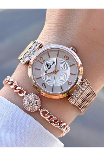 Daniel Klein Steel Cord 30 Mt Water Resistant Women Wrist Watch+Bracelet Byn.13966.5