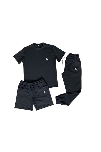 K&S Μαύρο Unisex Καλοκαιρινό Άνετο Βαμβακερό Συνδυασμός Φόρμας