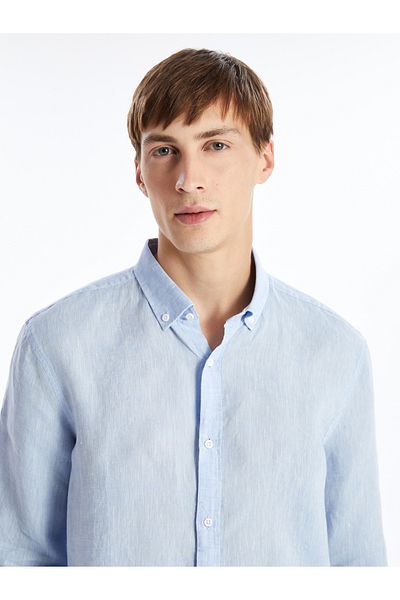 LC Waikiki Ανδρικό πουκάμισο με μακρυμάνικο λινό Slim Fit