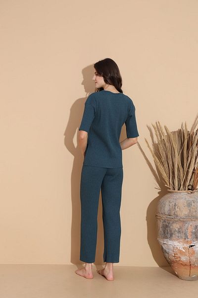 Intisimo Pijamale pentru femei, bumbac, Home Of The Bear, Nautilius Blue - XL