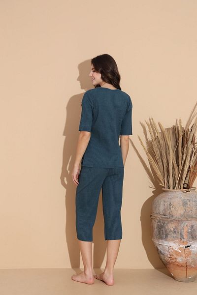 Intisimo Pijamale pentru femei, trei sferturi, bumbac, Home of the Bear, Nautilius Blue - XL