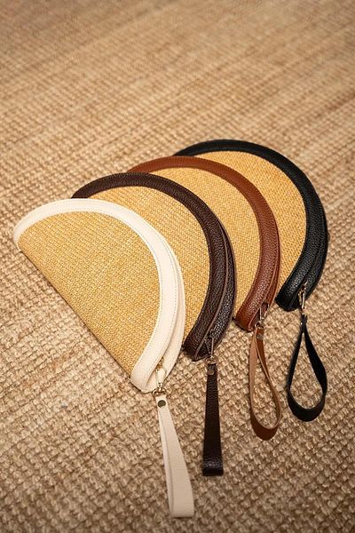 LAMİNTA Areyo Wicker Oval Clutch Aci Brown