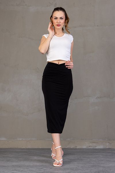 Zula Moda Fusta creion Dpareli Midi – căptușită, de vară, talie elastică