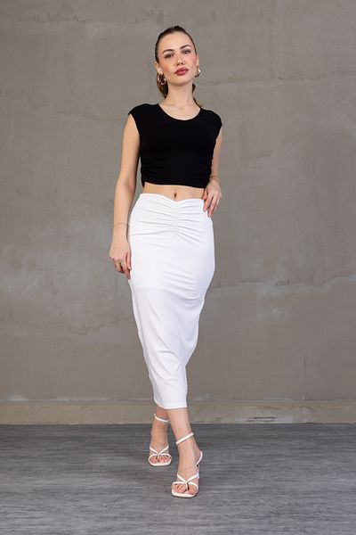 Zula Moda Fusta creion Dpareli Midi – căptușită, de vară, talie elastică