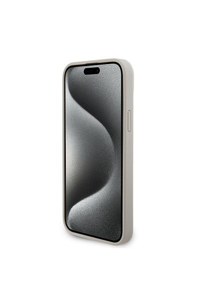 Guess Case for iPhone 15 - Guess Croco Triangle Metal Logo (GUHCP15SPCRTHCD) - Gold