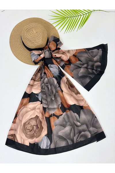 YEDİLALE Rose Patterned Cotton Shal