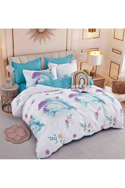 CHIRASO Lenjerie CHIRASO FINET 4 Piese, 1 Persoană, Cearceaf 155x230 cm, Imprimeu Vesel si Colorat