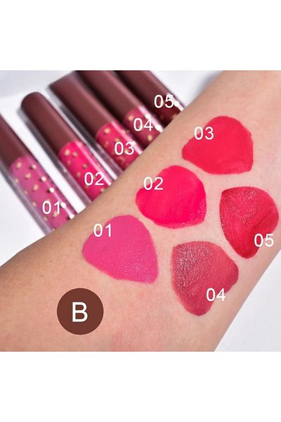 Teo Lipstick Set, KEVIN &amp; COCO, Be Mine 5 Colors, 14.4 x 10.9 x 2.5 cm, Pink/Red, Variant B