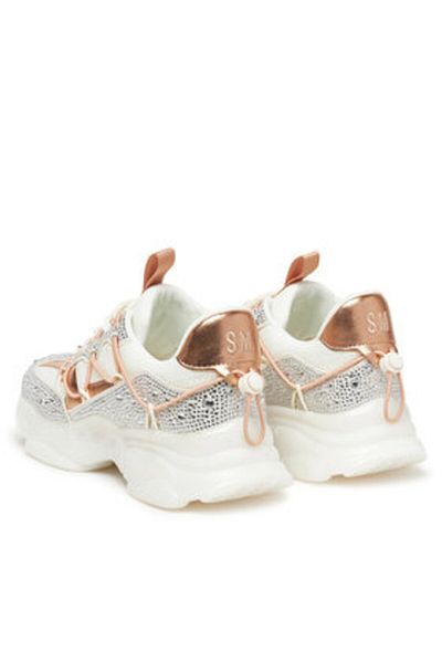 Steve Madden Teniși argintii pentru femei STEVE MADDEN-SM19000109 SG3 SILVER / GOLD CREAM