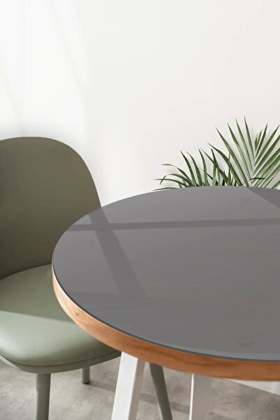 MIRRORLANDHOMEDESIGN Masa Camı | Ekvator | Füme Cam | 90 Çap