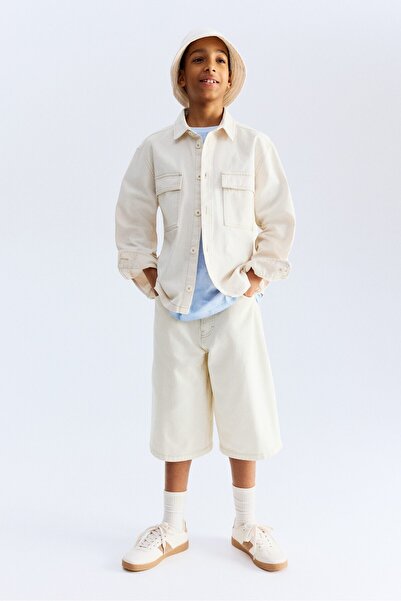 H&M Bol Kesimli Gabardin Overshirt Gömlek