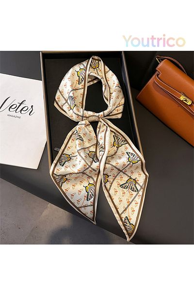 Youtrico Long silk scarves,Headbands,Butterflies, dragonflies,147cm