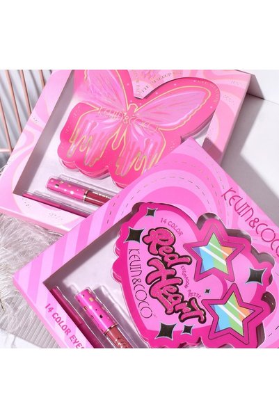 The Hub Set paleta machiaj Kevin&Coco, 14 farduri pleoape, Red Heart Eyeshadow Palette, 21x20.5x2.2 cm