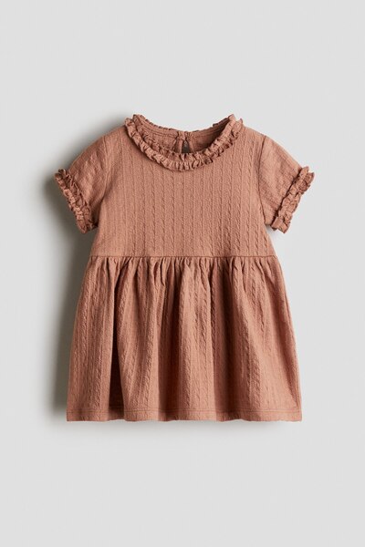 H&M Fırfırlı Jakarlı Jarse Elbise