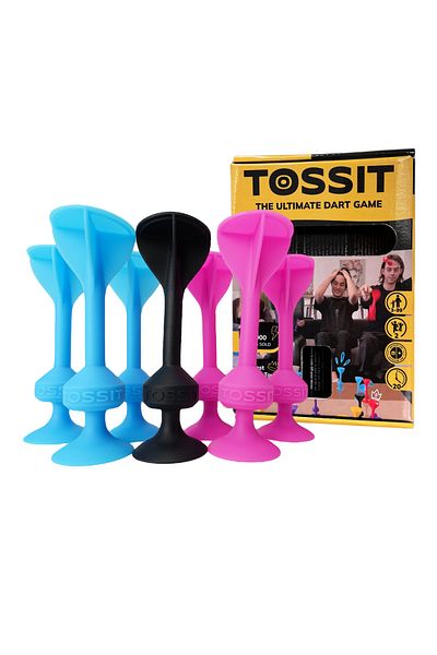 Tossit Darts Set with Suction Cups, Tossit, set of 7, pink-blue
