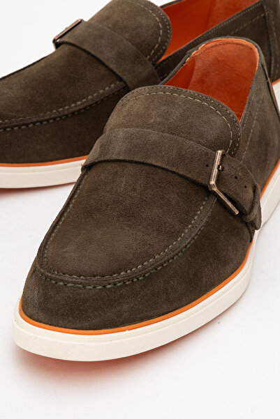 Dericlub DERİCLUB Ανδρική ελαφριά πόρπη με λεπτομέρεια Loafer Real Suede Leather CR 2406 KHAKI