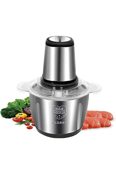 Lumely Electric Meat Grinder,2L Stainless Steel,with 4 Multi-Functional Blades,for Dicing, Mincing,300W