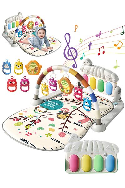 Ma Baby Baby Play Mat Activity Gym, Musical Activity Center, Kick and Play Piano Gym, Tummy Time Mats Grey