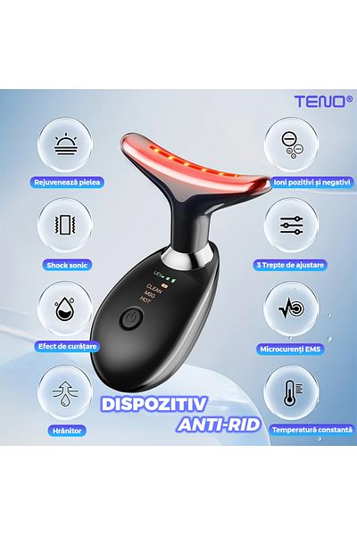 Teno Dispozitiv Facial pentru Elinimarea Ridurilor Teno®, ingrijirea gatului, lifting, masaj, negru