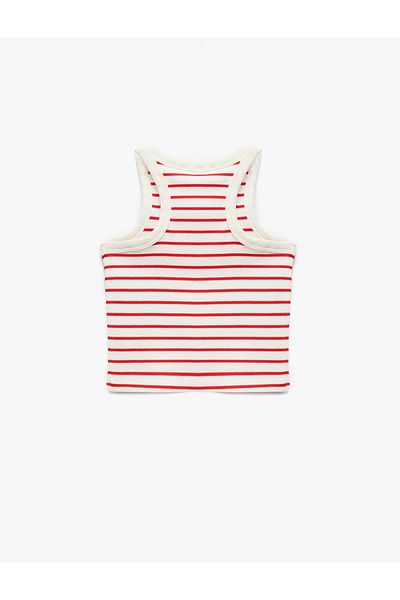 Koton Cotton Crew Neck Camisole Striped Crop Undershirt