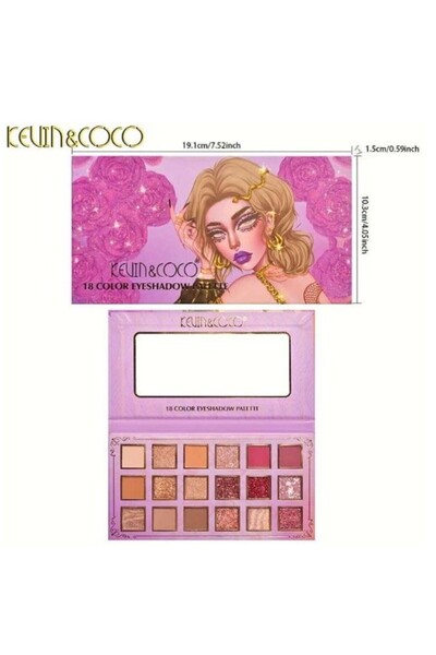 kevin coco Kevin&Coco Eyeshadow Palette, 18 Colors, Compact Design, 19 x 10 cm, 180 g, Multicolor