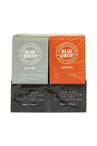 BLUE DROP Edt Silver & Active Perfume For Men 2 X 100ml | Long-lasting Fragrance
