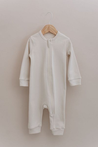 Tuğba Kuğu Zippered Jumpsuit Without Booties - Pureline Series - Stone Color