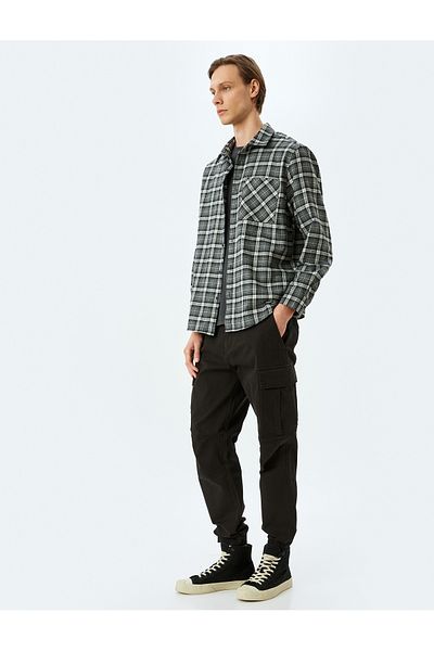 Koton Cotton Gabardine Pocket Detailed Buttoned Elastic Waist Jogger Trousers