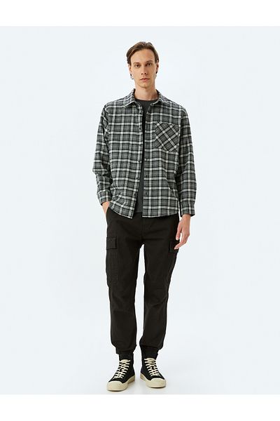 Koton Cotton Gabardine Pocket Detailed Buttoned Elastic Waist Jogger Trousers