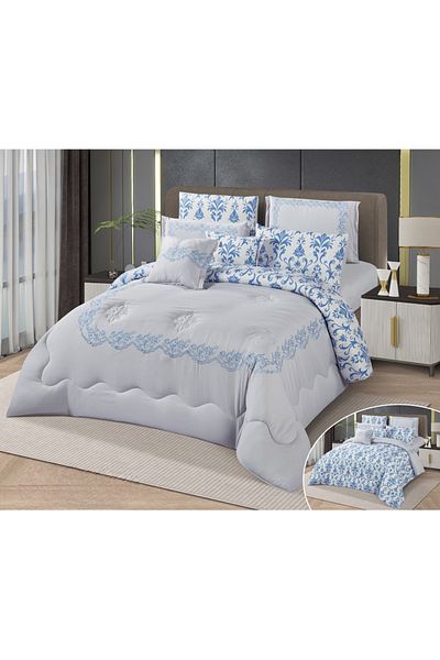HOURS Horse 8-Piece Soft Embroidered Double-Sided Heavy Fill Quilt Set Cornelia-008