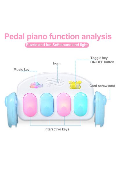 Generic Baby fitness frame baby pedal toy 0-18 months newborn music piano 0913-Blue