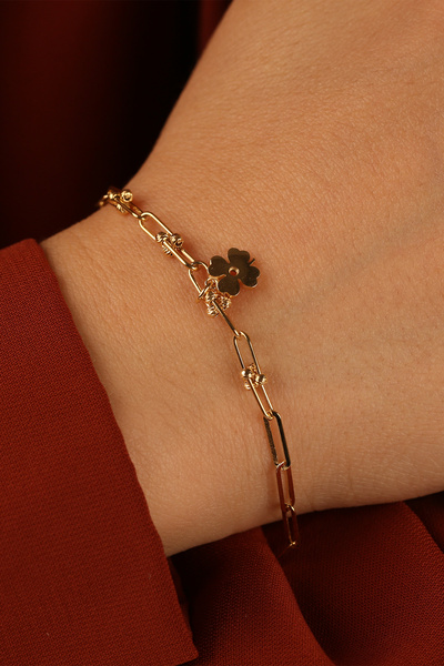 Çgk Çiğdem Gürel Kuyumculuk Ataçlı Yonca Altın Bileklik