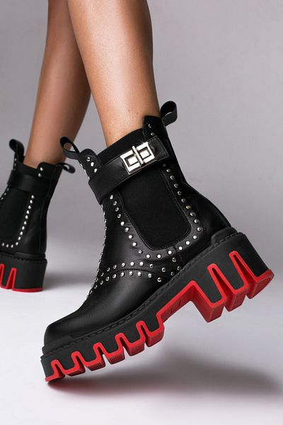 Vanilla Days Phoenix black genuine leather ankle boots with studs