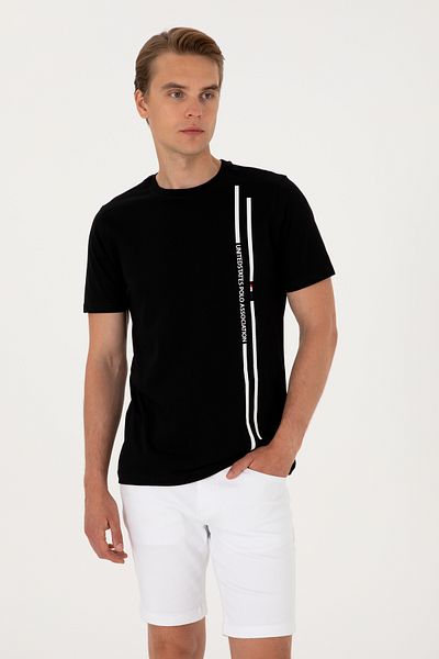 U.S. Polo Assn. Men's Regular Fit Crew Neck Black T-Shirt 50299763-Vr046