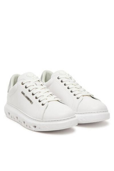 Karl Lagerfeld Men's Sneakers white KARL LAGERFELD-KL54519A 01S WHITE LTHR W/SILVER
