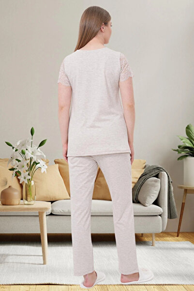 Lohussa Women's Mink Lycra Special Design Lace Maternity Maternity Pajama Set