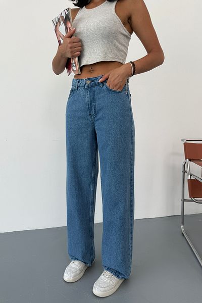 alanora Blue High Waist Wide Leg Jeans Trousers