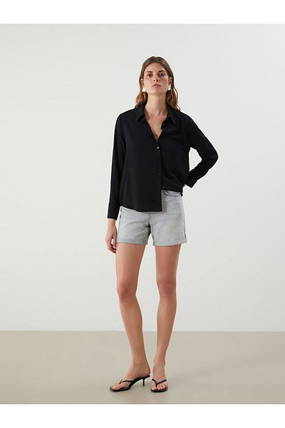 LC Waikiki Jeans Gray Standard Fit Women's Jean Shorts