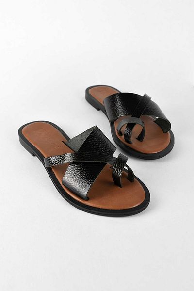 birizmoda Women's Leather Flip Flops Casual Slippers - Black