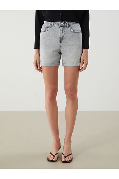 LC Waikiki Jeans Gray Standard Fit Women's Jean Shorts