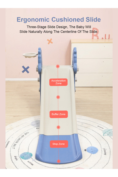 Ma Baby Kids folding slide Indoor Household Small Kids Slide for Toddlers baby multifunctional Blue