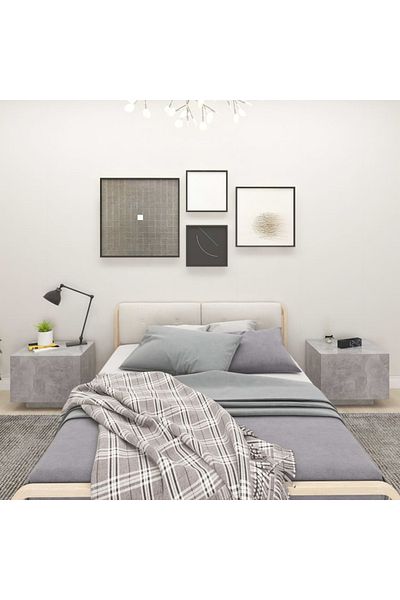 vidaxl Bedside Cabinet Concrete Grey 100x35x40 cm Engineered Wood