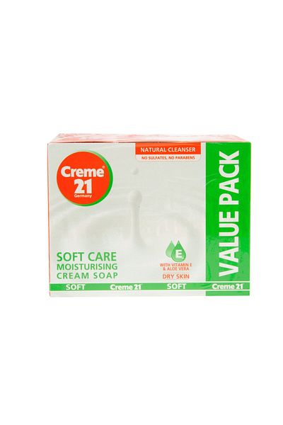 Creme 21 Soft Care Cream Soap 3 x 125g – Gentle Moisturizing Bar Soap for Soft Skin