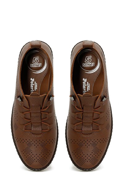 Polaris Modern Şık Tasarım Düz Bağcıklı Kadın Casual Ayakkabı Taba