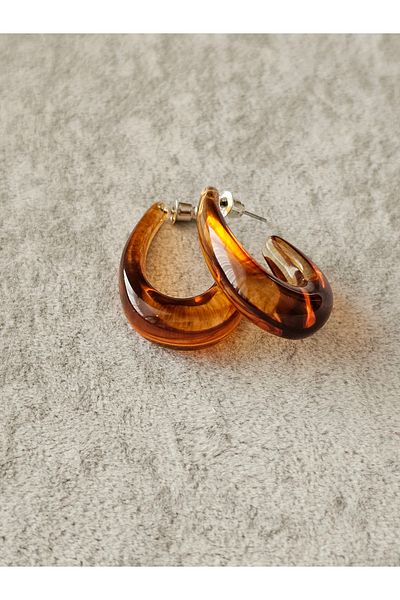 SiestaAccessories أقراط أكريليك باللون البني